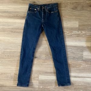 Levis 501 Medium Wash Denim Mid Rise Blue Straight Leg Jeans Mens Size 27x30